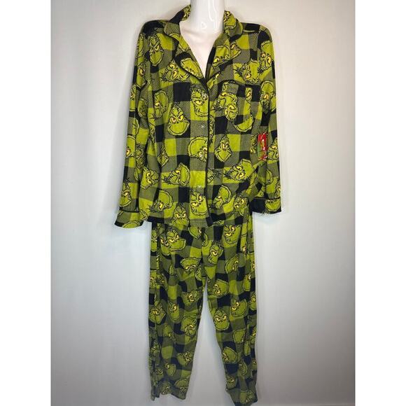 Dr. Seuss The Grinch Plaid Christmas 2 piece Pajama Set Women's Medium NWT - Picture 3 of 14